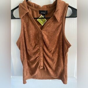 *NEW* Halter Faux Button Up Top Sleeveless Size L